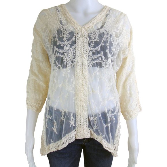 NEW!!!  Chico's Off White Lace Top Size M - 8 - Picture 1 of 5